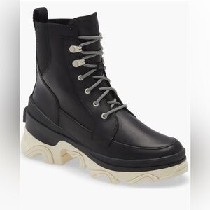 Sorel Brex Lace Waterproof Boots black/chalk women’s size 7/EU38 EUC
